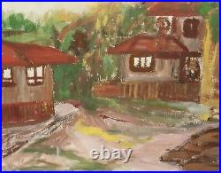 Oil painting landscape village houses
