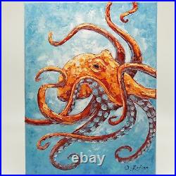 Oils Art Painting Octopus Oil painting Original Decor Canvas Signed octopus art