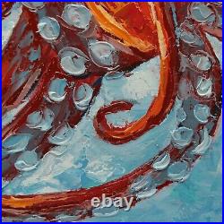 Oils Art Painting Octopus Oil painting Original Decor Canvas Signed octopus art