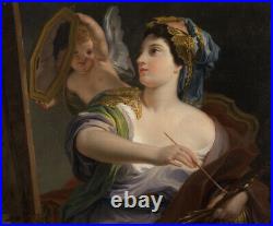 Old Master-Art Antique portrait oil Painting noblewoman Angel on canvas 30x40