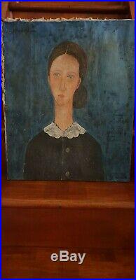Old oil painting on canvas signed Modigliani
