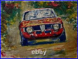 Original Alfa Romeo GTA Oil Painting Race Sport Car Art Handmade 18x24 Signed