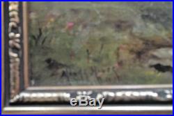 Original Antique Oil Painting Canvas Signed Landscape 15x9.5 Impressionist