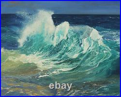 Original Artwork oil painting Ocean wave on stretch canvas, nature 16''x20