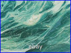 Original Artwork oil painting Ocean wave on stretch canvas, nature 16''x20
