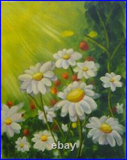Original Hand Paint Oil Painting on Canvas Chamomile 12x16
