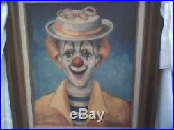 Original Oil On Canvas Red Skelton Painting Dated 1950 Signedgirl Clown