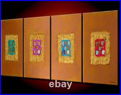 Original Oil Painting Abstract Large Modern Canvas Art Signed framed Wall Jewels