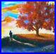 Original-Oil-Painting-Canvas-16-20-Tree-and-Person-Sunset-landscape-Wall-Art-01-ora