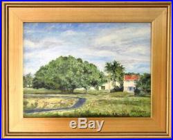 Original Oil Painting Florida Impressionist Landscape Large Tree Signed Framed