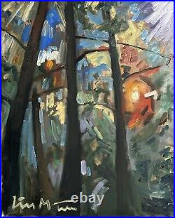 Original Oil Painting Landscape Forest trees Signed Liam Matthew Arizona
