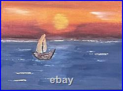 Original Oil Painting On Canvas 6x8 Titled Cast Away Sailboat Painting