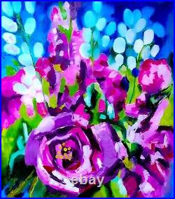 Original Oil Painting Roses Still Life Artwork Preppy Painting 16x20 inches