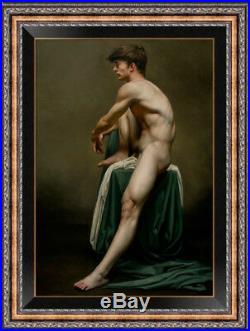 Original Oil Painting art gay male nude on canvas 24X36