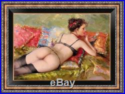 Original Oil Painting female art Impressionism nude girl on canvas 24x36