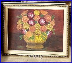 Original Oil Painting on Canvas Signed Maxine Olin Maxo Floral Bouquet