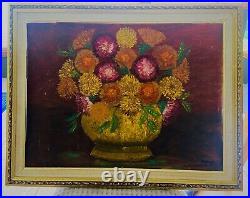 Original Oil Painting on Canvas Signed Maxine Olin Maxo Floral Bouquet