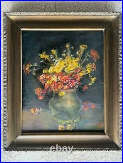 Original Rare David Burliuk, Flowers In A Vase Oil On Canvas Framed