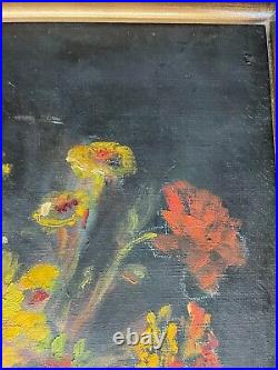 Original Rare David Burliuk, Flowers In A Vase Oil On Canvas Framed