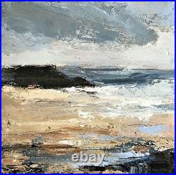 Original Signed Abstract Impressionist Rocks Seascape Oil Painting On Canvas