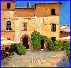 Original oil painting City Monfalcone 12 in x 12 in