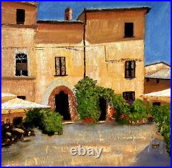 Original oil painting City Monfalcone 12 in x 12 in