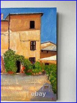 Original oil painting City Monfalcone 12 in x 12 in