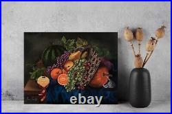 Original oil painting on canvas, fruits basket, unframed, 16 x 20, new, realism