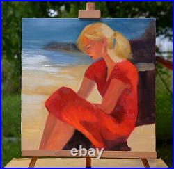 Original oil painting portrait At the seaside 15,715,7 inches for a gift