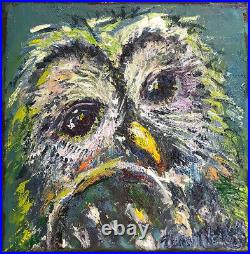 Owl, 8x8, Original Oil Painting, Animal, Bird, Framed Art, Protective Owls