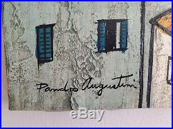 PANDRO AUGUSTINO Abstract Mid Century Modern Oil Painting Signed Buffet Utrillo