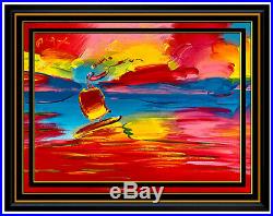 PETER MAX Original PAINTING on CANVAS Stormy SAILING Pop Art SIGNED ACRYLIC OIL