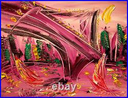 PINK BRIDGE? MODERN CANVAS original oil painting ABSTRACT ART? GRR