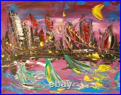 PURPLE LANDSCAPE Pop Art Painting Original Oil On Canvas Gallery Artist M. KAZAV