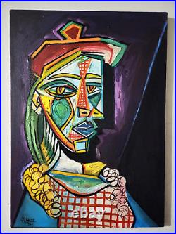 Pablo Picasso (Woman with beret) Oil Painting on canvas signed & stamped 70x50cm