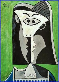 Pablo Picasso vintage oil painting hand signed Canvas xmas