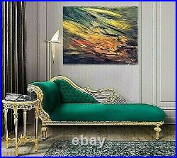 Painting,'abstract Y' Contemporary, Canvas, Oil And 24kgold Paint, Free Ship