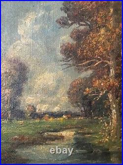 Pair Beautiful Landscape, Oil Canvas Paintings 1898, Listed Frederick Leo Hunter