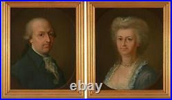 Pair of 18th Century Oil on Canvas Portraits of Husband and Wife Framed