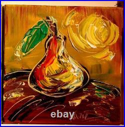 Pear Time Abstract Art Landscape Original Oil Painting By Mark Kazav