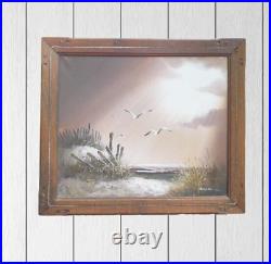 Philip Sandee Original Seascape Landscape Canvas Rustic Wood Frame Oil Painting