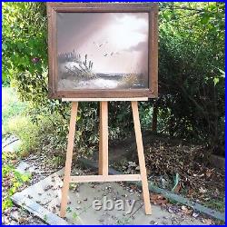 Philip Sandee Original Seascape Landscape Canvas Rustic Wood Frame Oil Painting