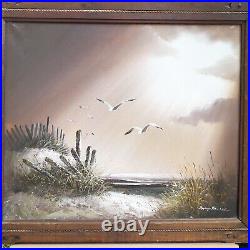 Philip Sandee Original Seascape Landscape Canvas Rustic Wood Frame Oil Painting