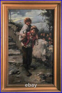 Pietro TORETTI (1888-1927) Siblings, oil on canvas, signed