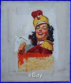 Pin up, advertising, illustration art original oil painting 1940's 1950's