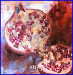 Pomegranate oil painting original art unframed signed impressionism art