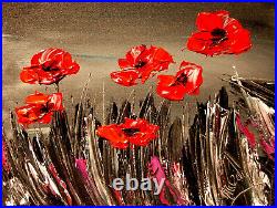 Poppies ART CANVAS IMPRESSIONIST IMPASTO ARTIST Original Oil Painting NQWTHD