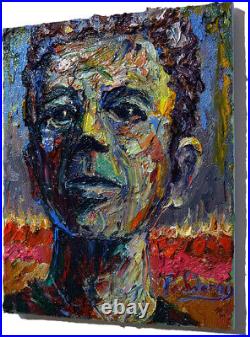 Portrait Oil? Painting? Outsider? Impressionist? Art? Signed Abstract Original Male A