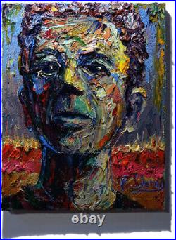 Portrait Oil? Painting? Outsider? Impressionist? Art? Signed Abstract Original Male A