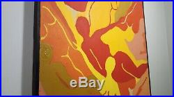 Psychedelic Nudes Vintage Oil Painting Retro Swirling Naked Women Framed Canvas
